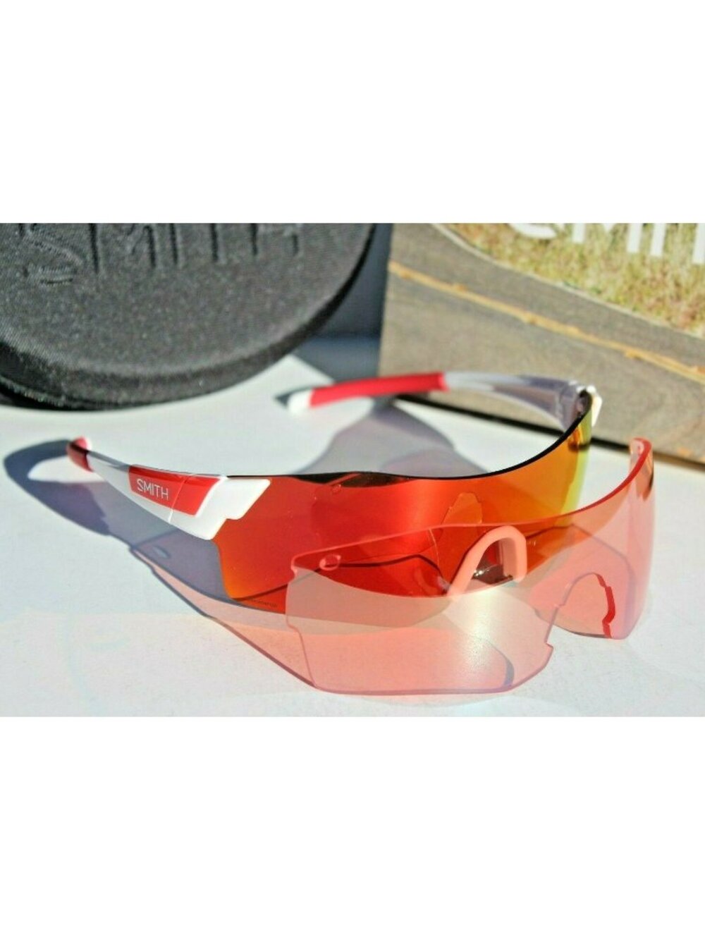 SMITH OPTICS Pivlock Arena/N Sunglasses VK6 White/Red ChromaPop Interchange NEW
